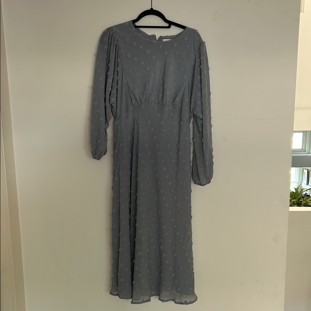 Anthropologie eri + ali Elegant Gray Women's Midi Dress 12 petite